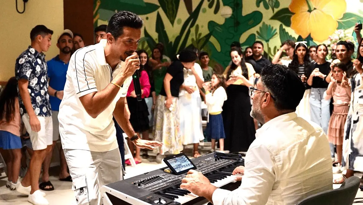 Singing in the lobby
