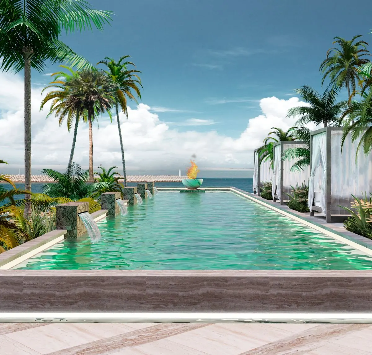 Infinity pool facing the ocean