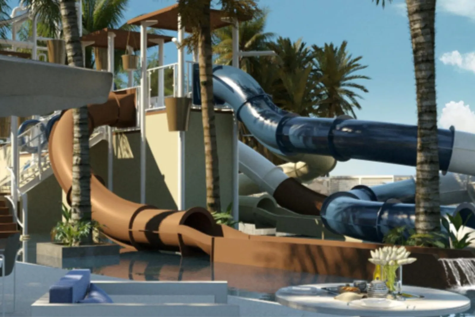 Water slides at the resort water park